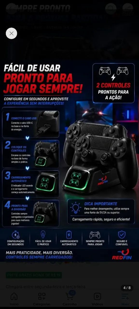 2 Controles BT + base de carregamento R$ 130 - Foto 3
