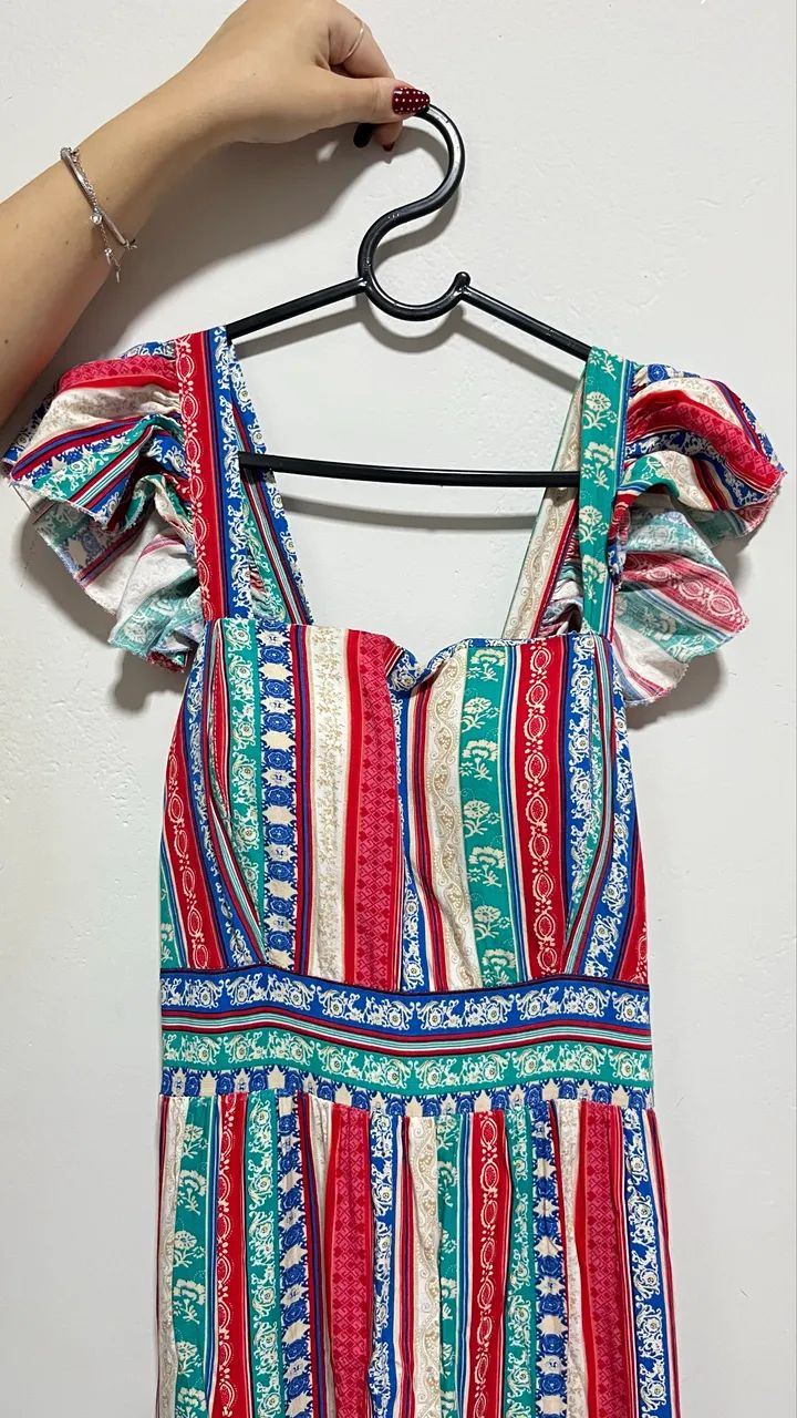 Vestido estampado longo 