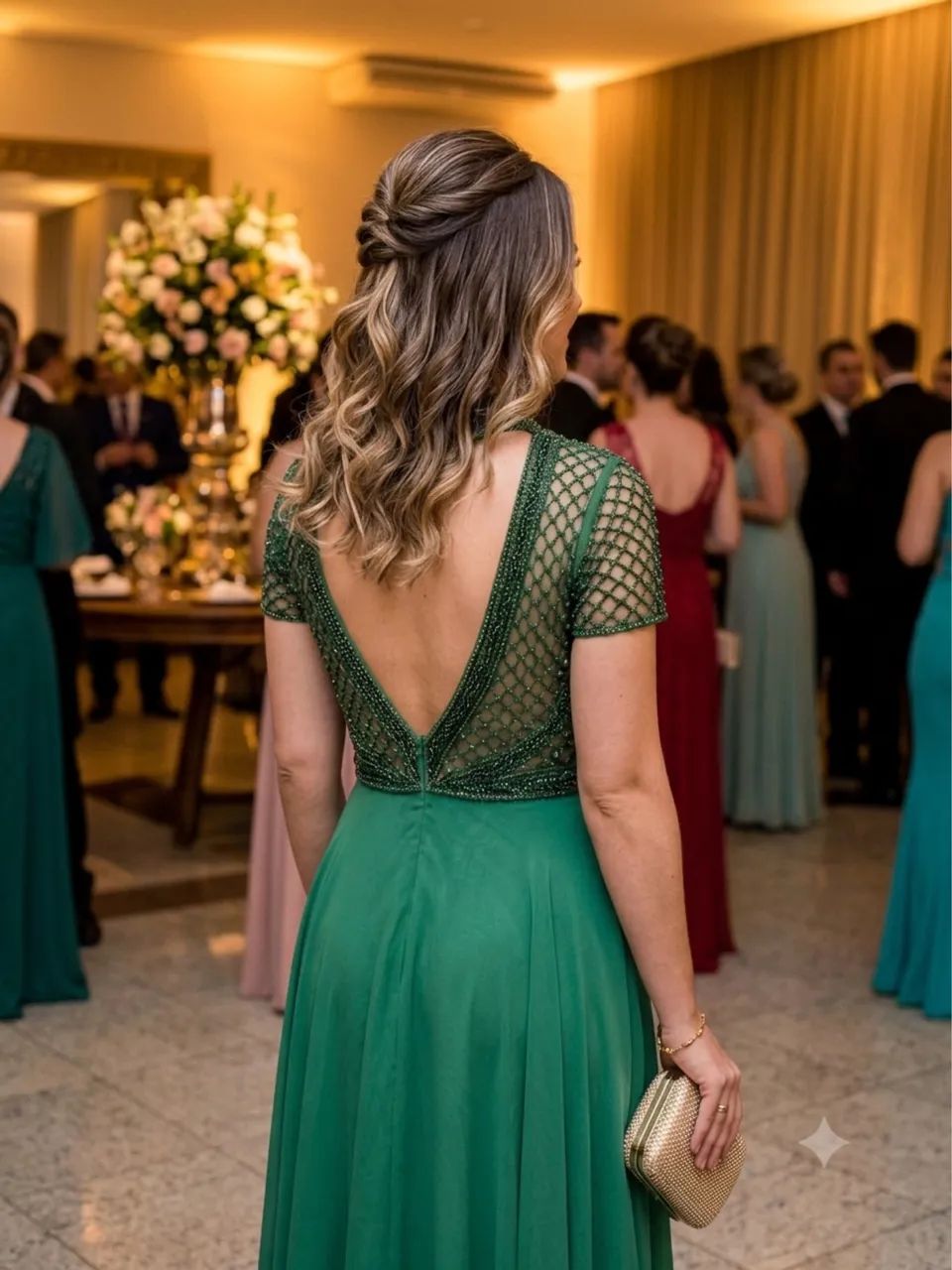 VENDO VESTIDO VERDE BORDADO A MAO - Foto 2