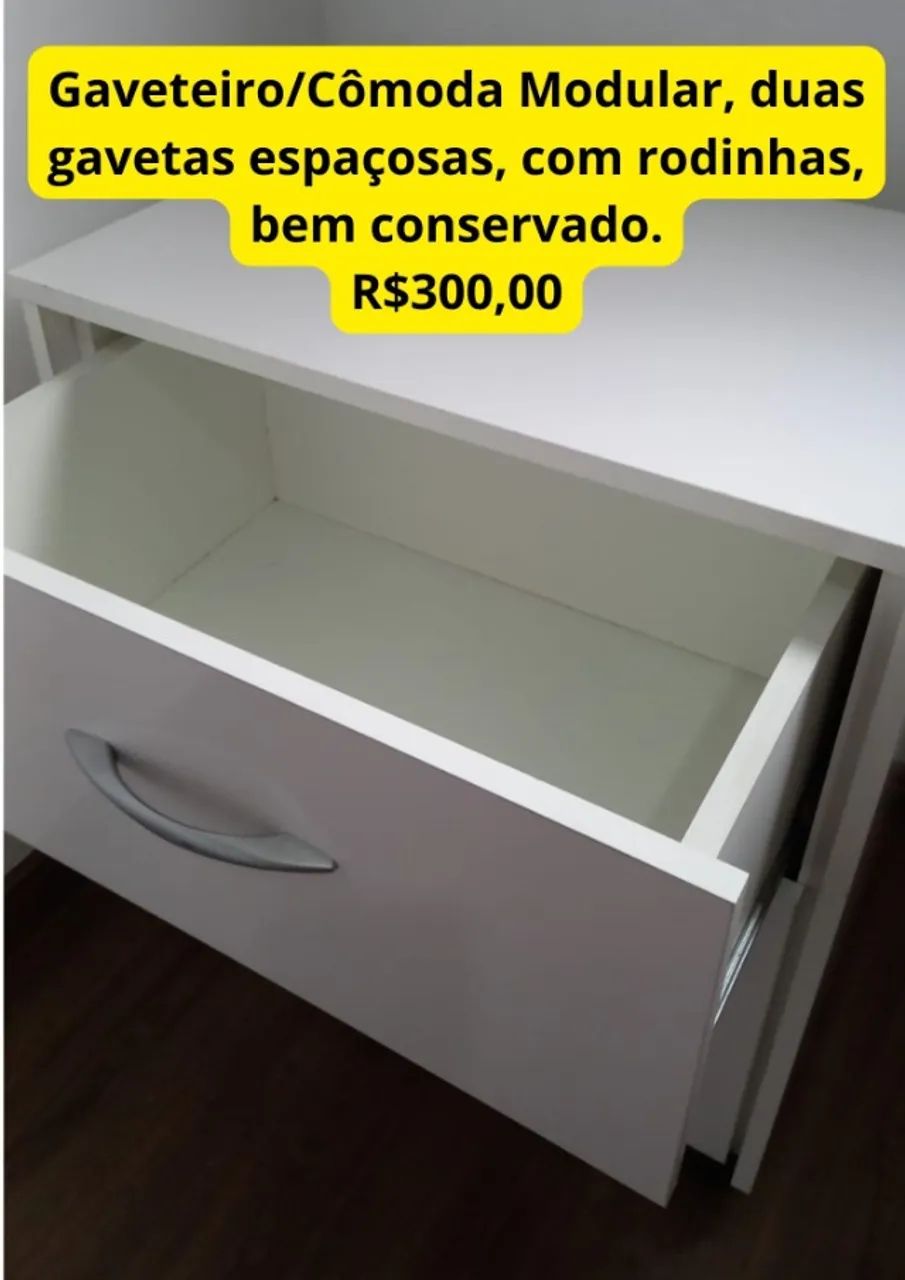 Gaveteiro Modular Cômoda Modular Branco em Madeira - Foto 2