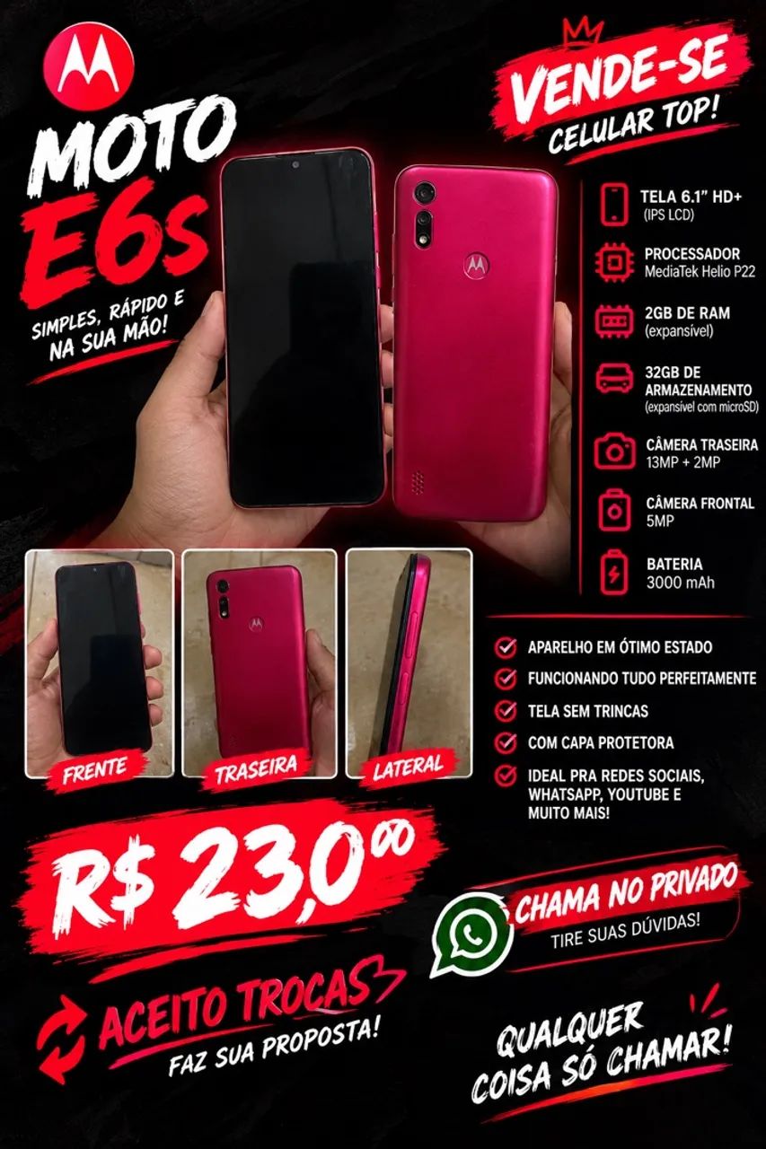 MOTO E6s À VENDA!