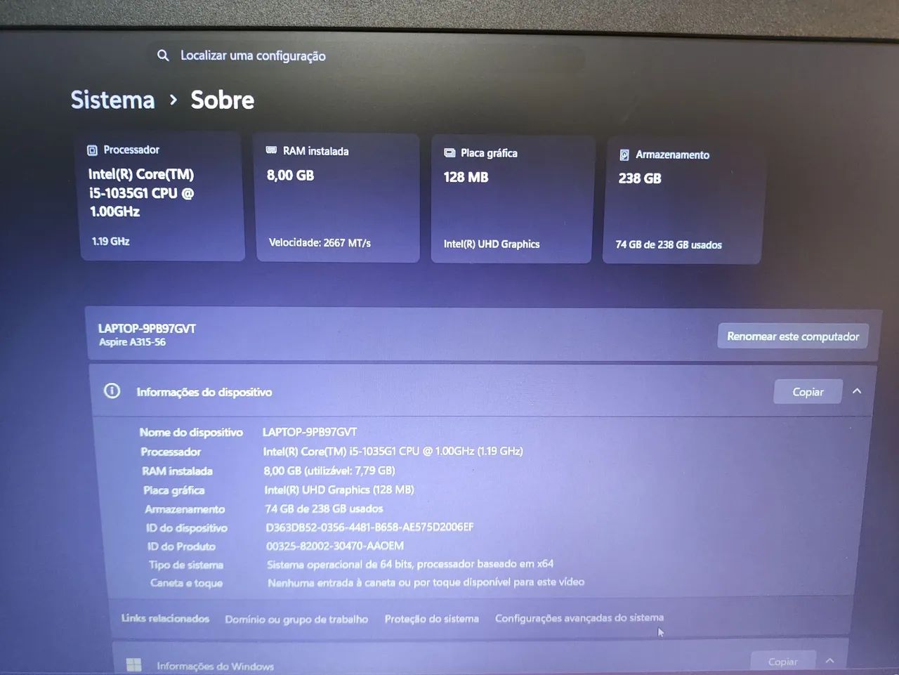 Notebook Acer aspire processador i5 10°  - Foto 3