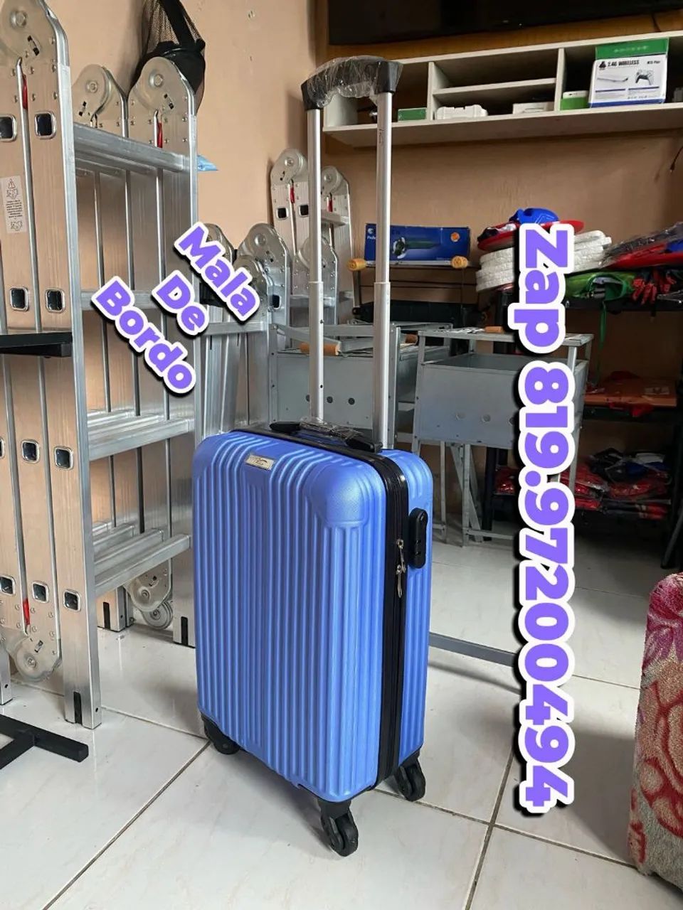 Mala de Bordo Azul para Viagem de Aviao