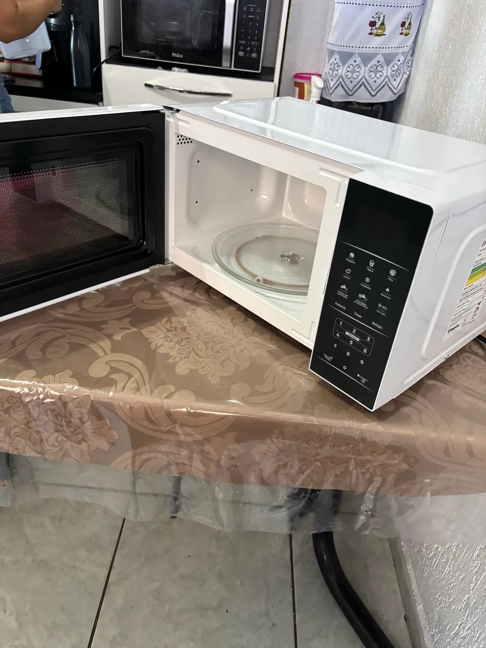 Micro-ondas Britânia Branco Espelhado - Funcionando Perfeitamente