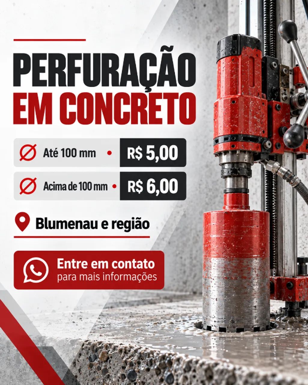 PERFURAÇÃO EM CONCRETO - BLUMENAU E REGIÃO
