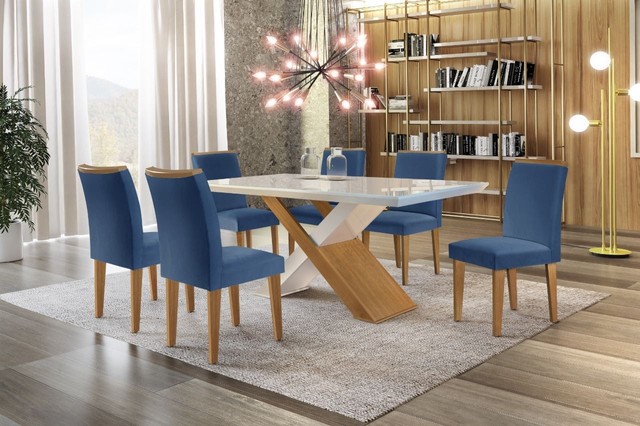 Sala mesa jantar com 6 cadeiras tampo de vidro  - Foto 2