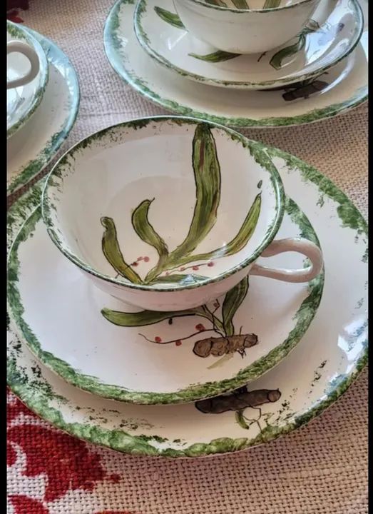 Conjunto de Chá em Porcelana com Desenho de Folhas - 6 Pessoas - Foto 5