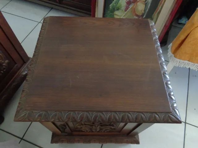 criado antigo o par madeira entalhada com gaveta - Foto 2