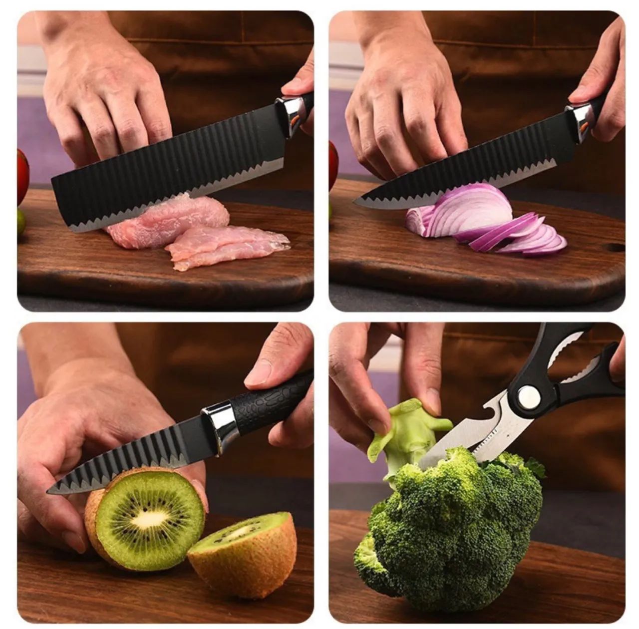 Kit de 6 Facas Churrasco inox cozinha Profissional Antiaderente - Foto 3