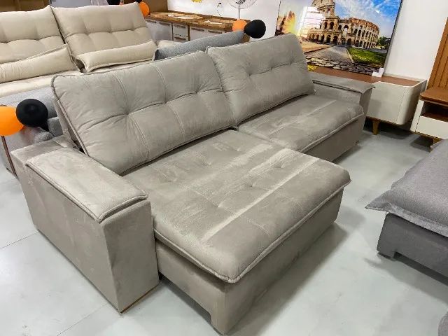 ? Black Friday: Sofá Retrátil 2,90m em Veludo com Porta-Copos! ? - Foto 2