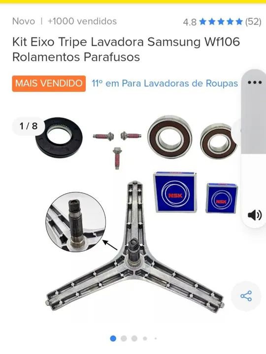 Kit reparo lavadora Samsung - eixo tripe - Foto 5