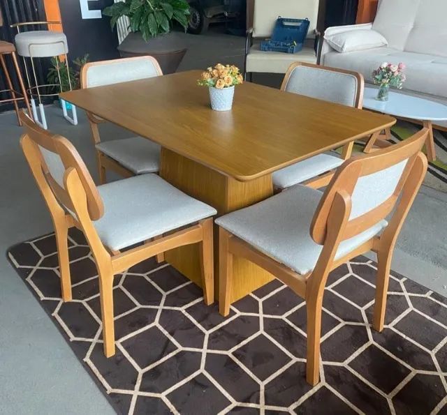 Mesa de Jantar Barbara com 4 Cadeiras Luna 120x80