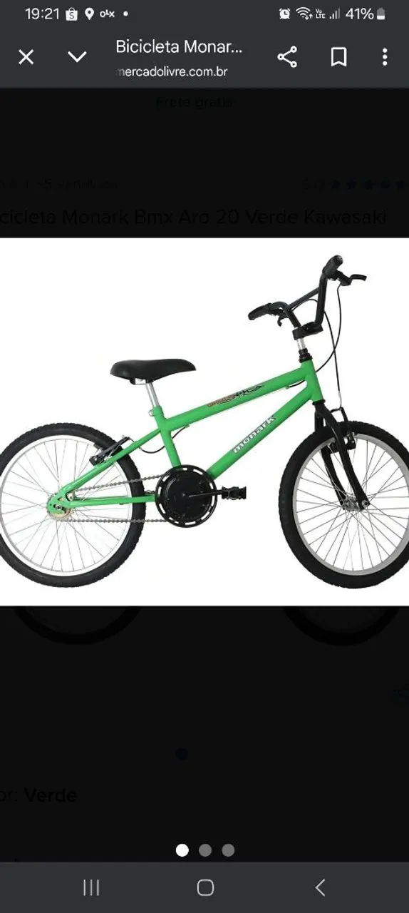 Bicicleta Monark BMX Aro 20 Verde Kawasaki