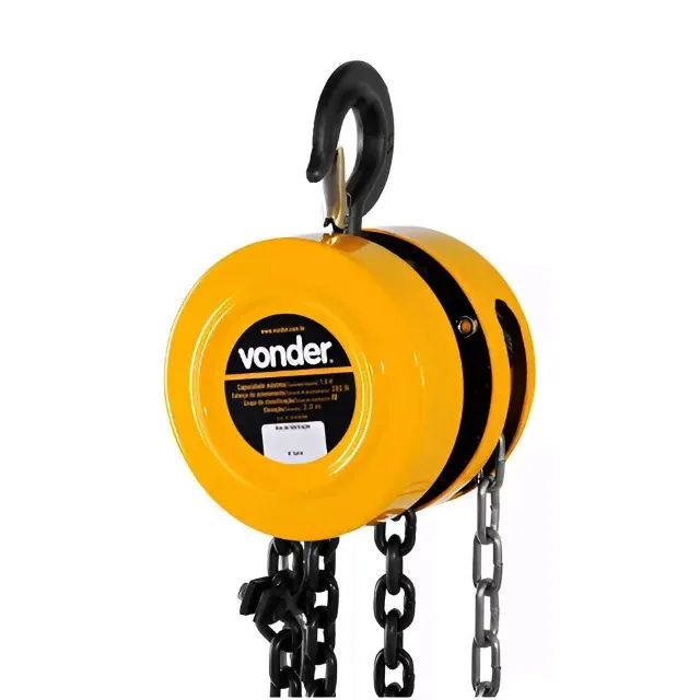 Talha Manual 1 Tonelada Elevação 3 Metros 6143010030 Vonder - Foto 3