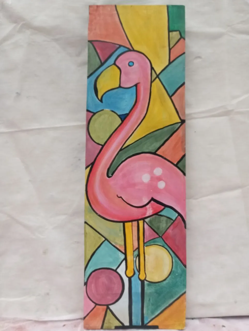 Quadro abstrato de flamingo