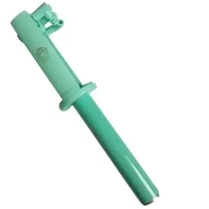 Bastão de Selfie Retrátil e Ajustável - Verde até 70Cm - Com suporte pra celular 