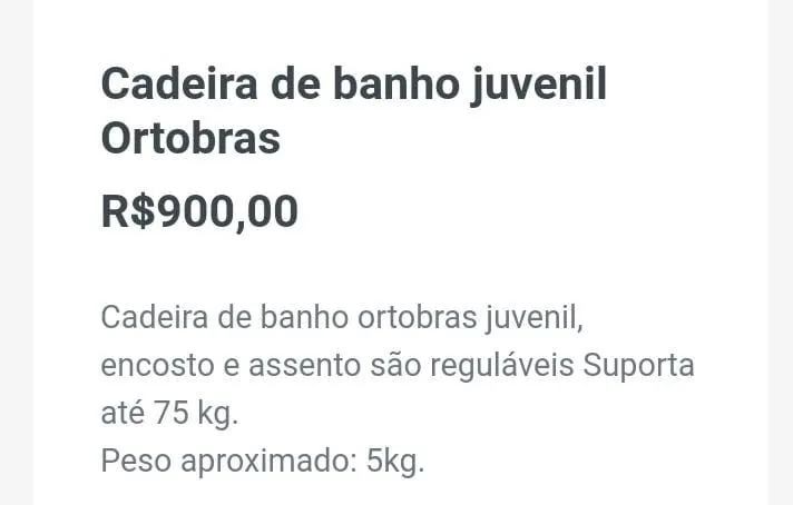 Cadeira de Banho Juvenil Ortobras
