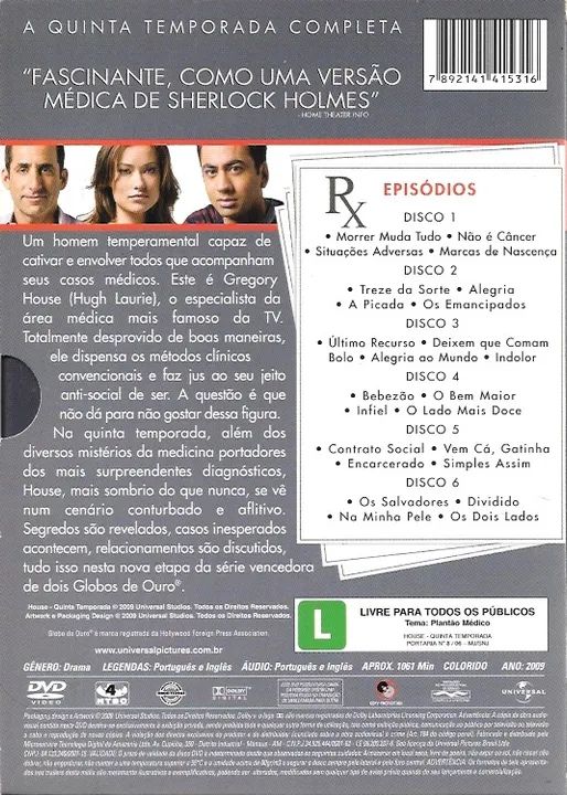 DVD: House (5.ª temporada) falta 1 disco (dublado/legendado) drama - Foto 3
