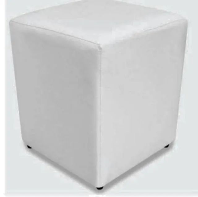 Puff couro ecologico 33x40cm branco pu6