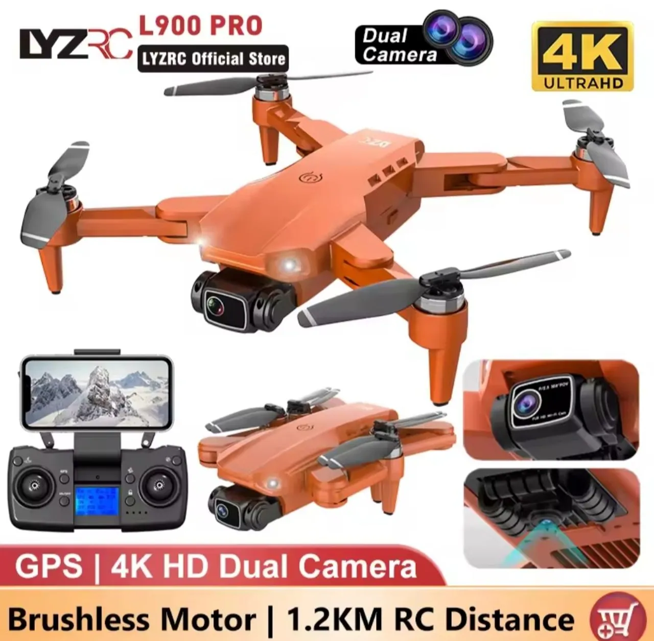Drone L900 Pro com Câmera Dupla 4K HD e GPS - LYZRRC