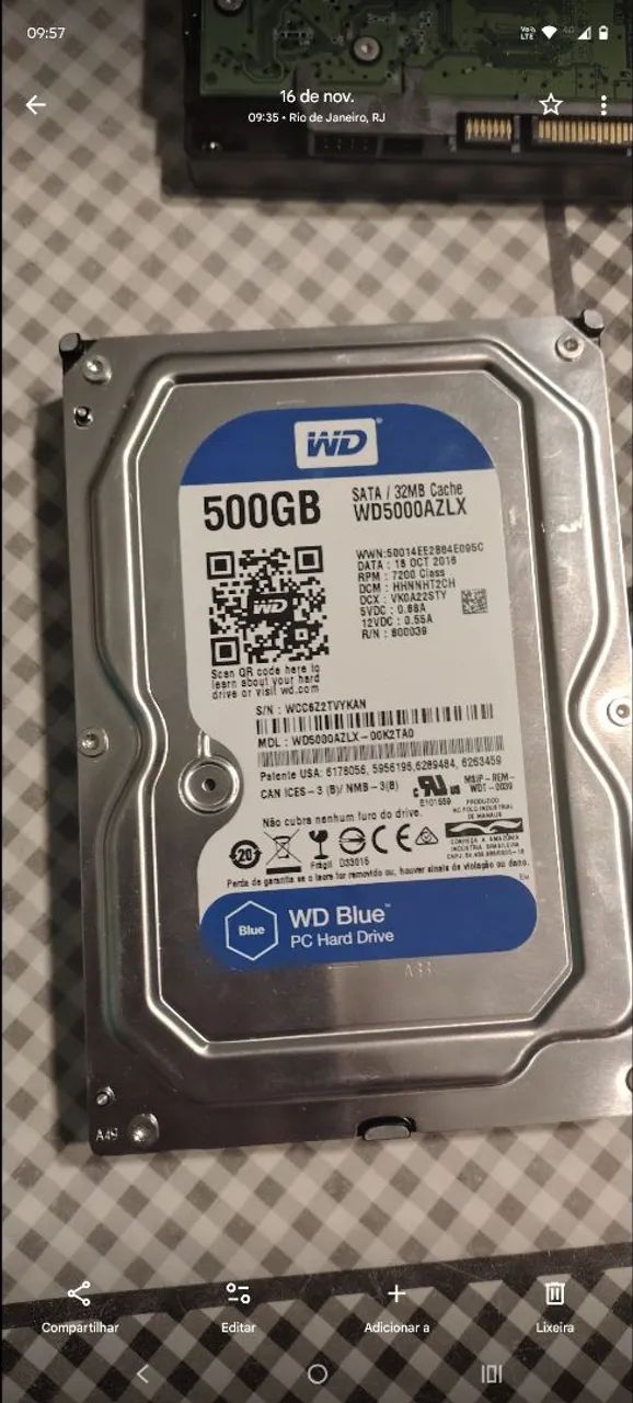 HD WD 500GB - Armazenamento - Galeão, Rio de Janeiro 1454110748 | OLX