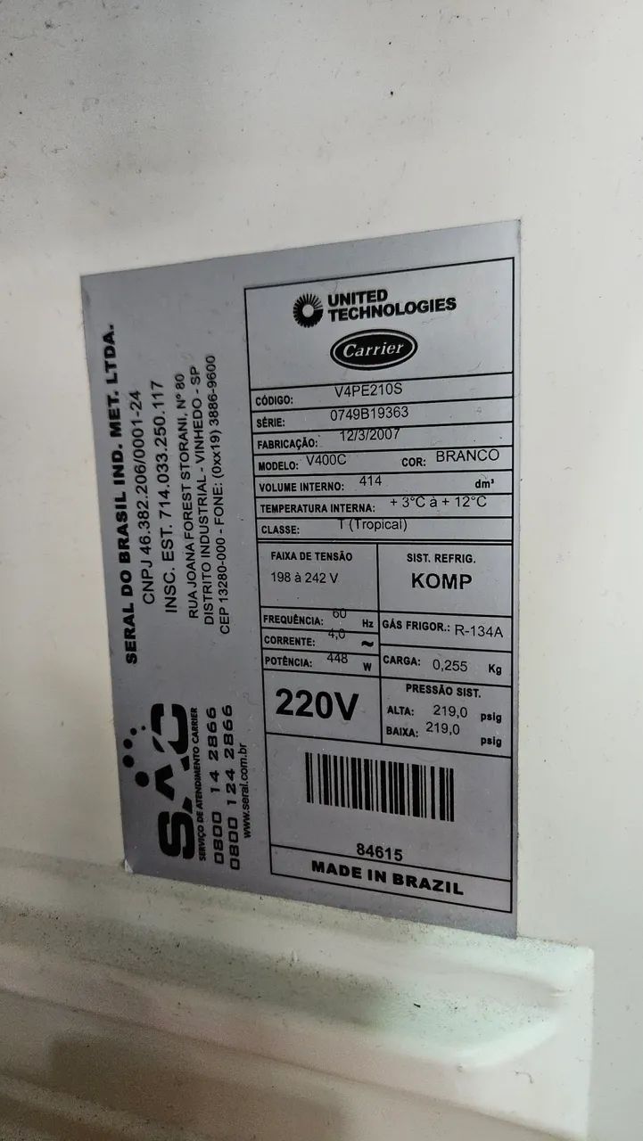 Refrigerador  porta de vidro, Carier, 414 litros , muito bem conservado ! - Foto 3