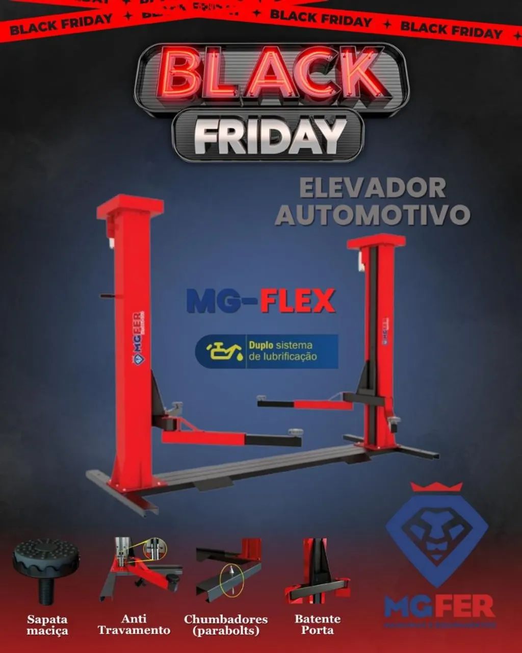 Elevador automotivo 4100kg MGFER novo ( frete incluso )