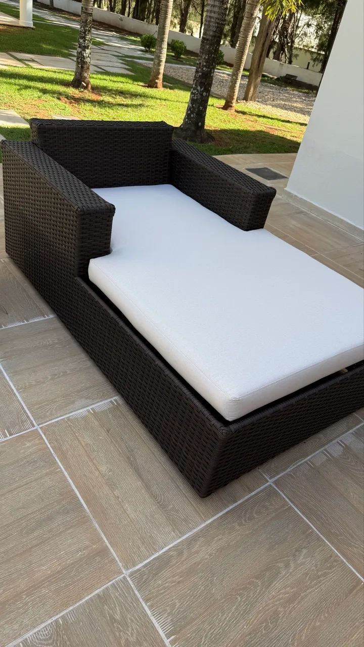 Sofa chaise espreguiçadeira area externa piscina area gourmet alumínio 