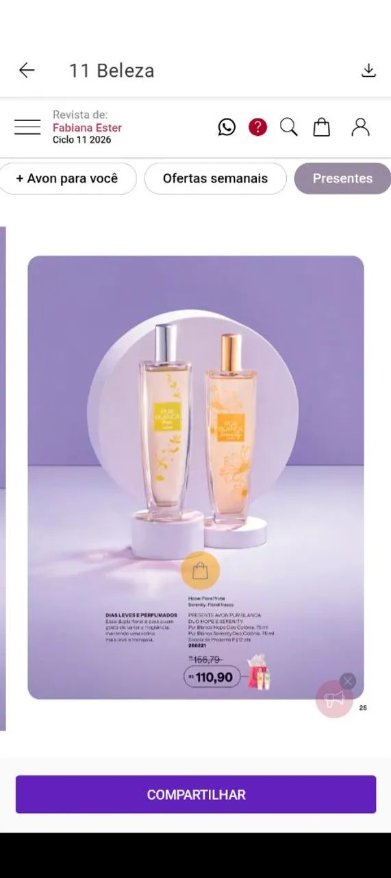Kit perfumes femininos Pur Blanca Avon 75ml cada 
