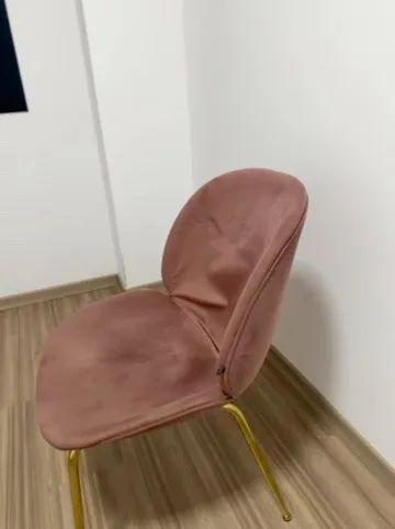 Cadeira Westwing em Veludo Rosé com Pés Dourados - Foto 2