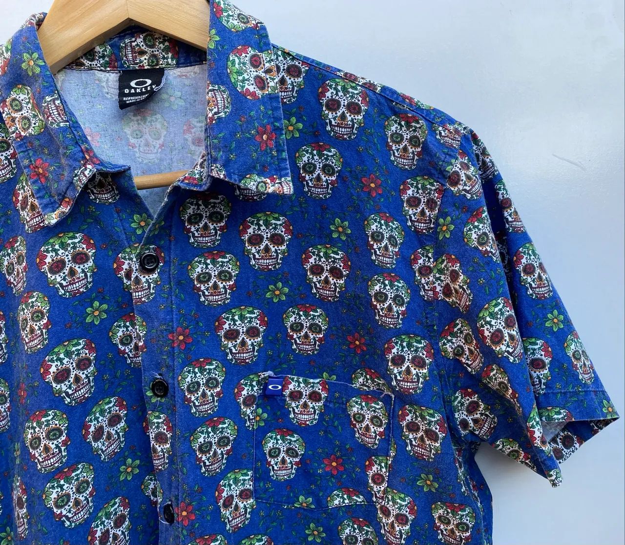 Camisa Oakley Caveiras Azul - M - Foto 4
