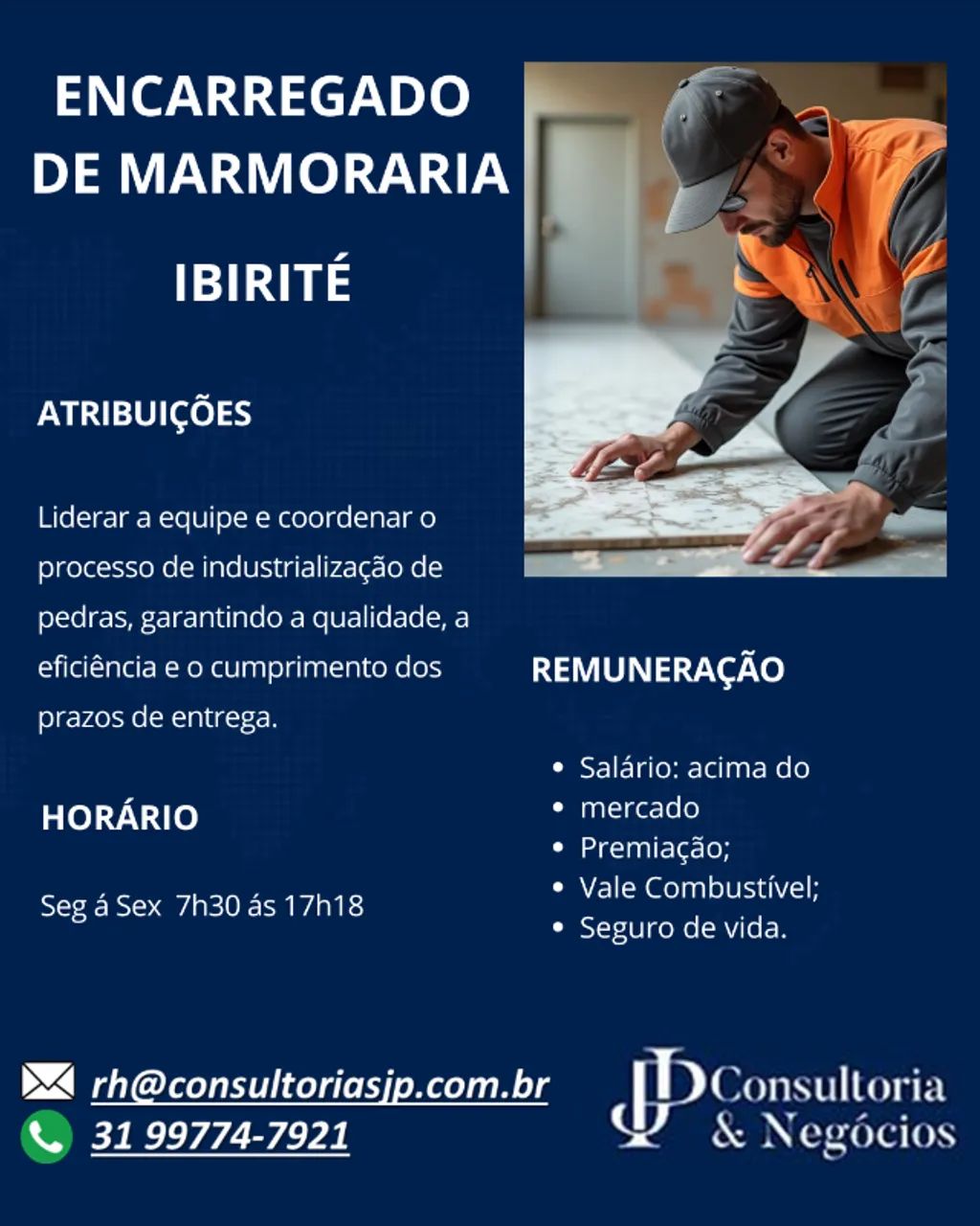 VAGA DE ENCARREGADO DE MARMORARIA