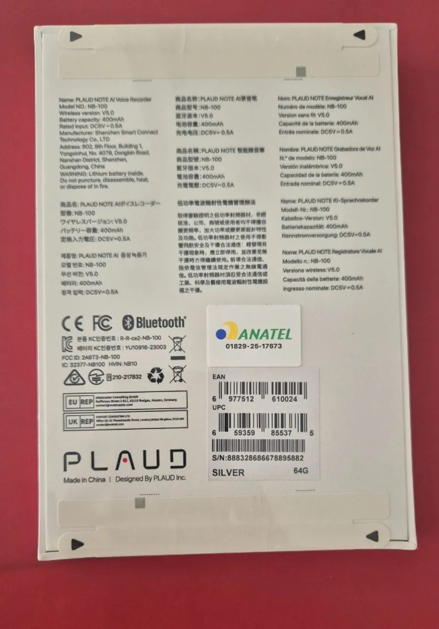 Plaud Note 64GB - Novo - Silver - Gravador de voz com IA lacrado - Foto 3