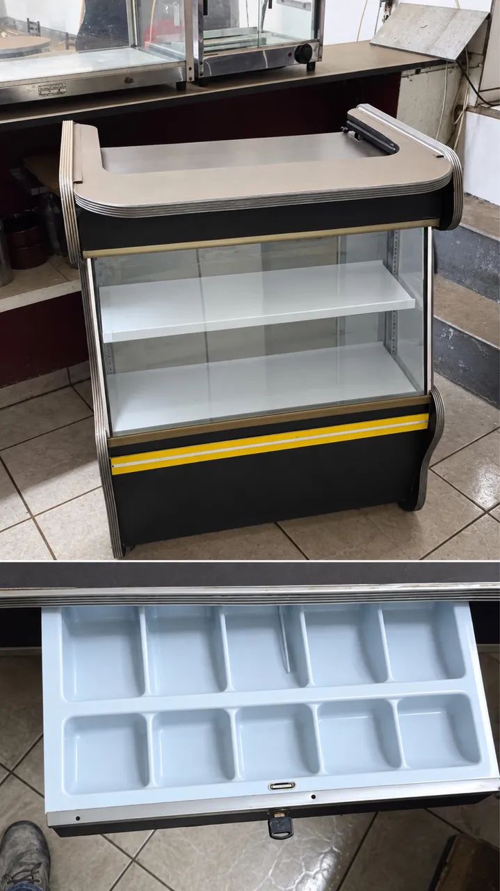 Caixa com expositor para bar/lanchonete