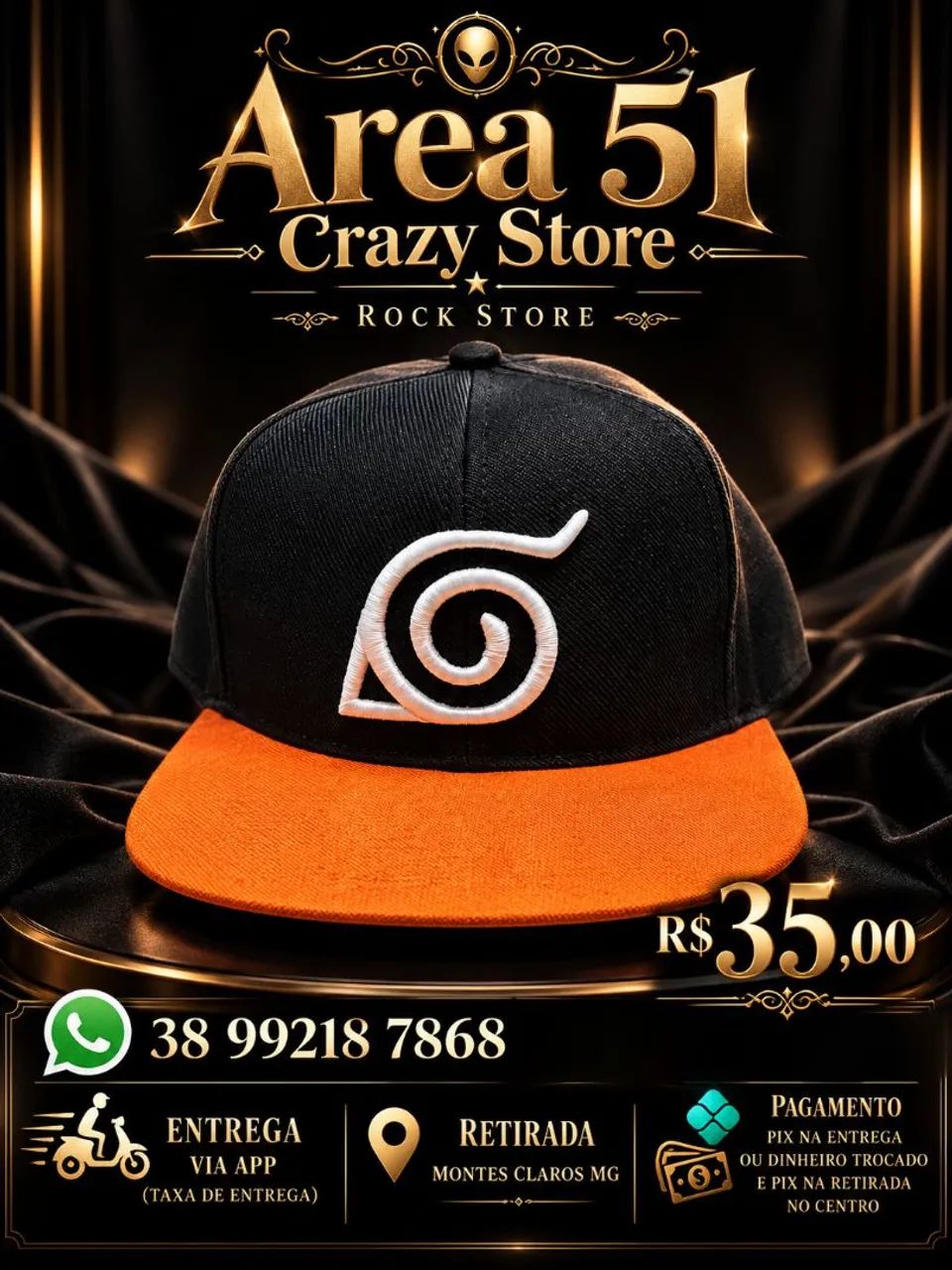 Boné aba reta Naruto (preço unidade) - Foto 2