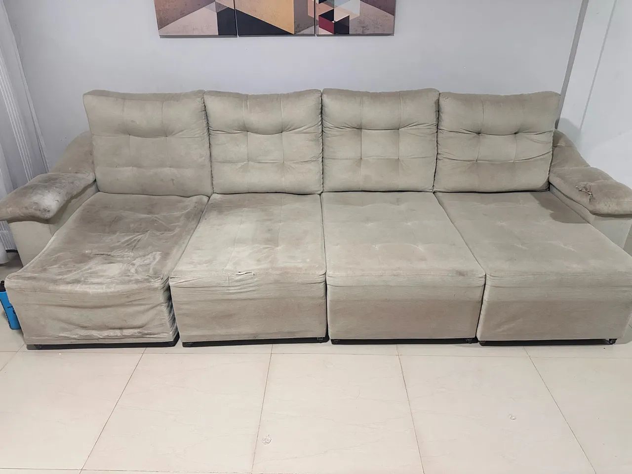 Vende-se sofá usado retrátil e reclinável 3,30 m.