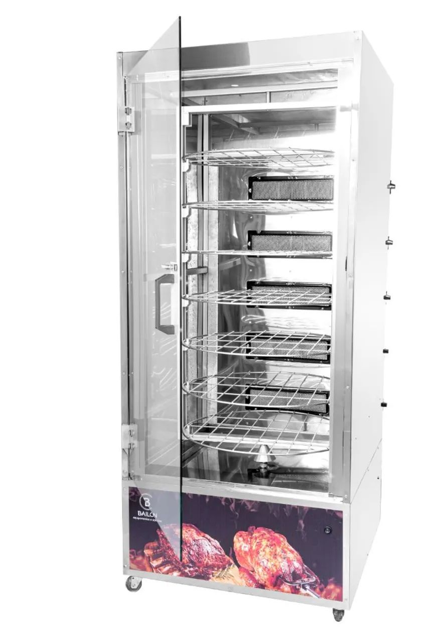 NZ. Máquina de assar carne e frango 120 kg inox BAILON 