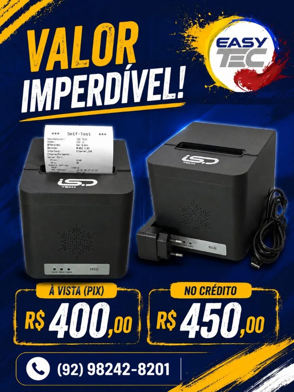 Impressora térmica ISD Tech ISD 12, pronta para uso!