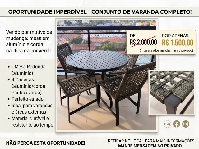 CONJUNTO DE MESA DE VARANDA! - Foto 2