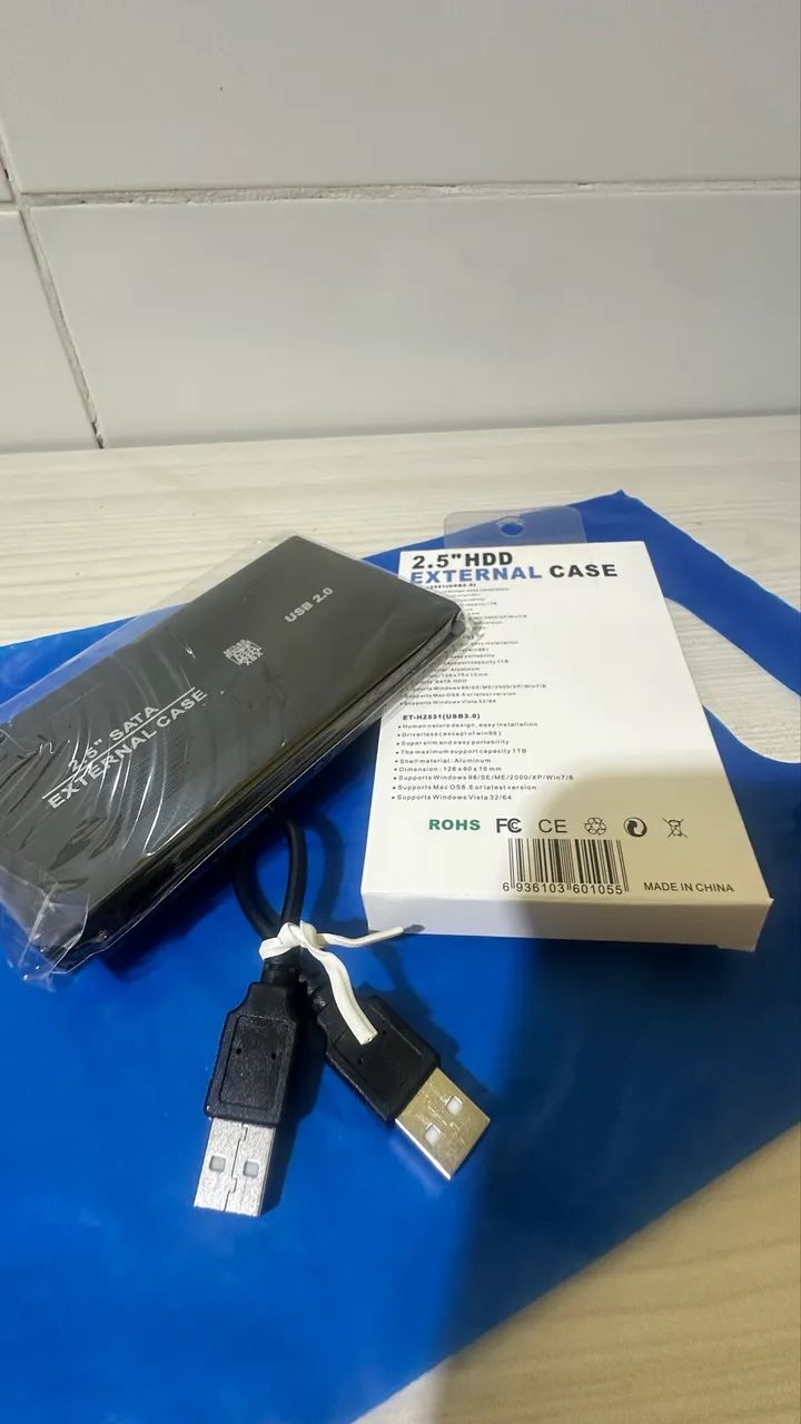 Hd externo 1 tera na caixa 