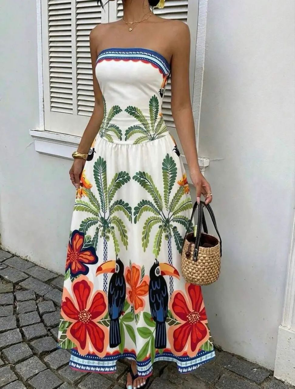 Vestido Longo Estampado 