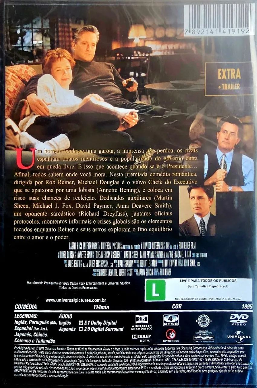 FILME DVD Meu querido Presidente com Michael Douglas e Annete Bening. Novo Lacrado 1995 - Foto 2