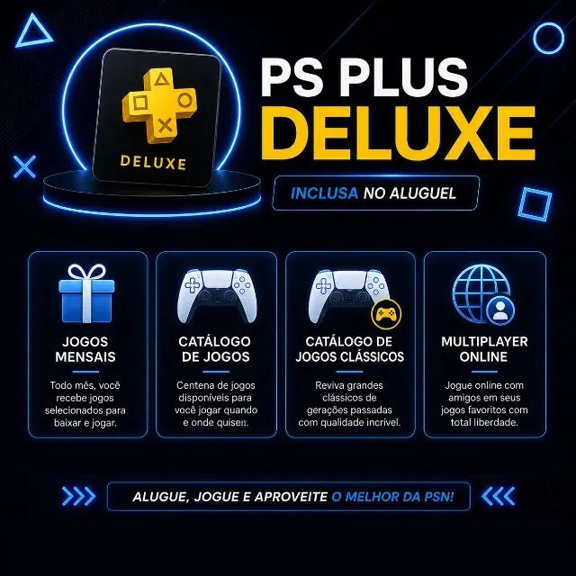 ALUGUEL DE PS5 COM PS PLUS DELUXE + JOGOS FIXOS - Foto 3