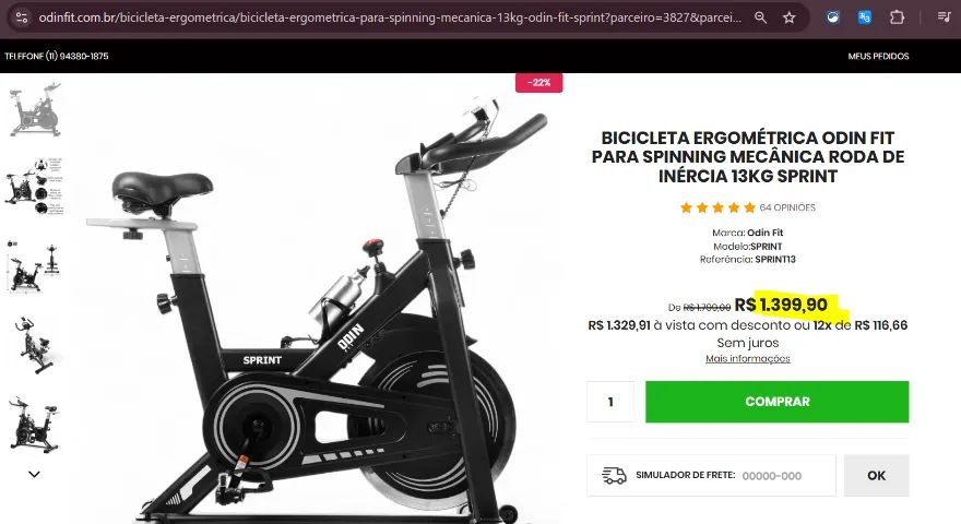 NOVA - Bicicleta Ergonométrica Sprint Odin Fit  - Foto 3