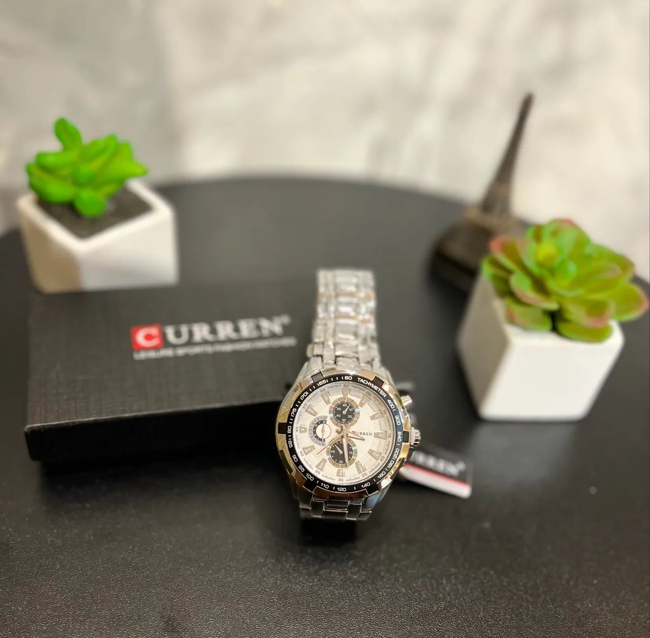 Relógio Masculino Curren Aço Inox Prata - Foto 4