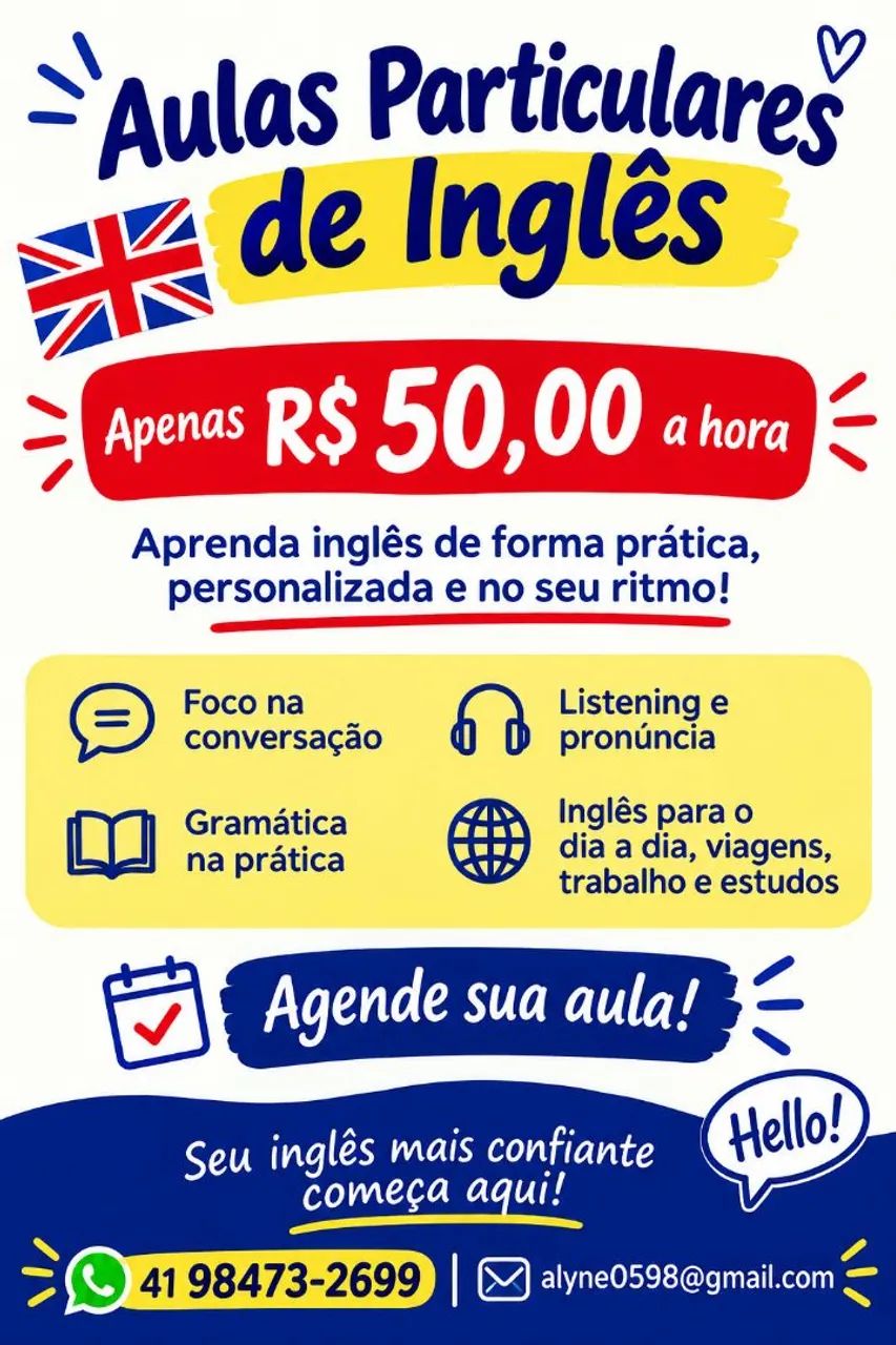 Aulas de inglês particulares online