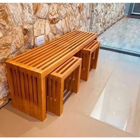 banco ripado madeira artesanal  - Foto 3