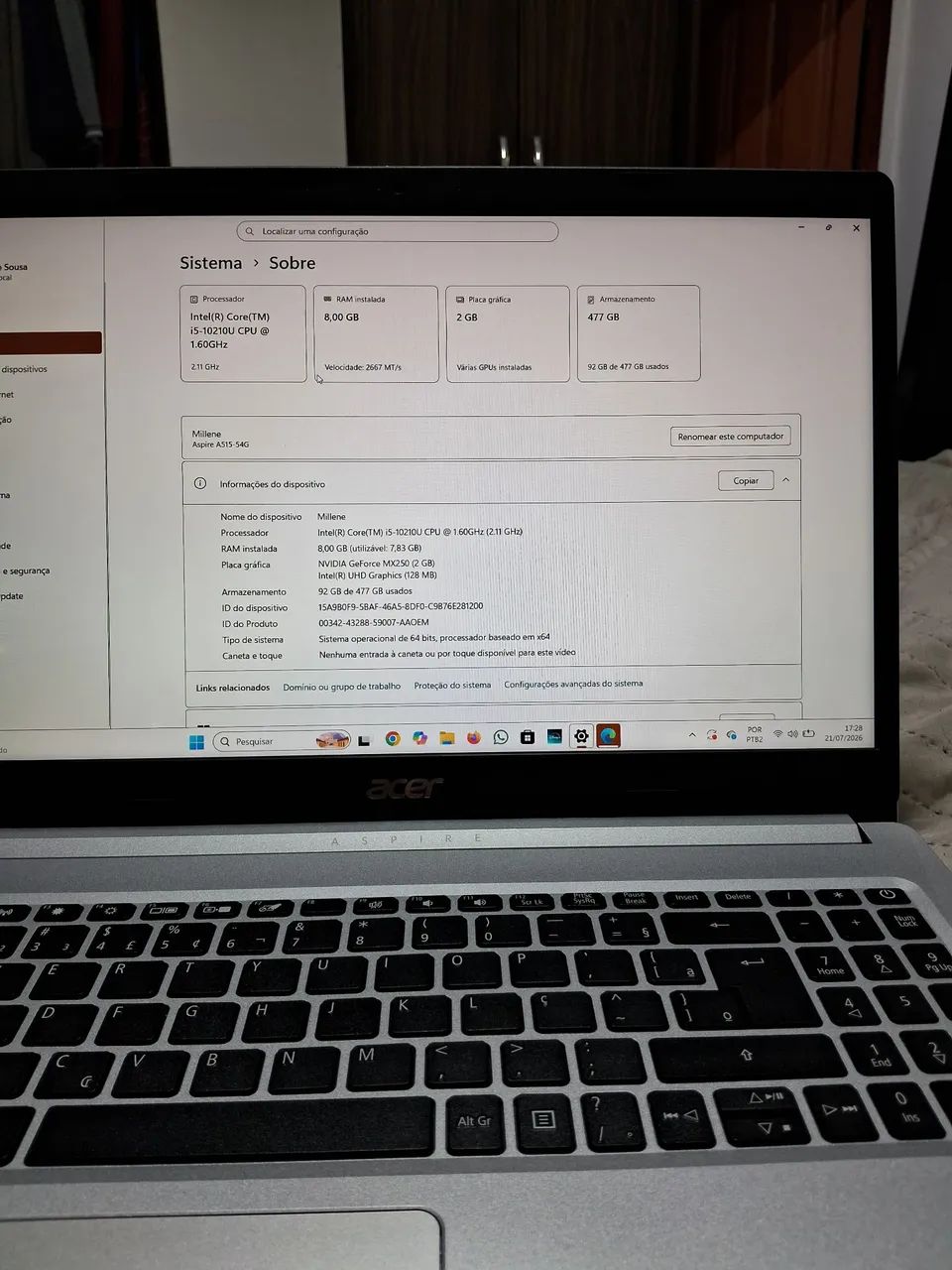 Notebook Acer Aspire 5 8GB RAM 512GB - Foto 4