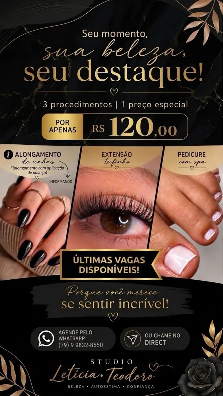 UNHAS CÍLIOS E PEDICURE 