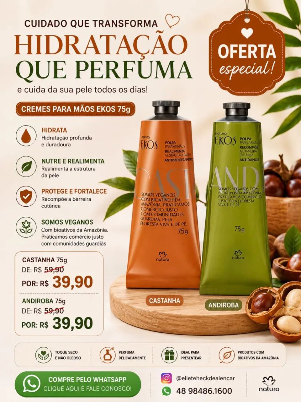 Creme para mãos e pés natura 